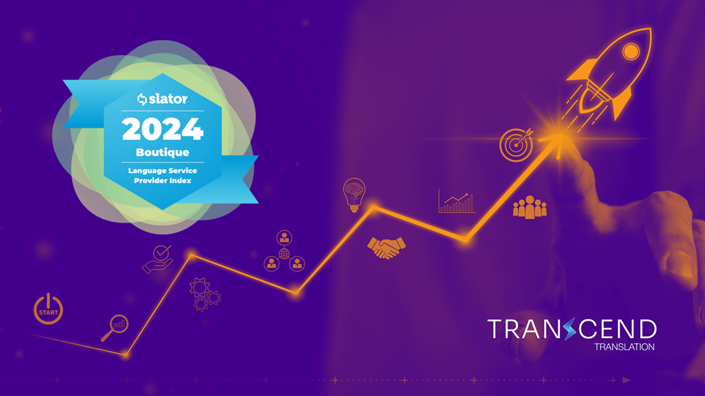 An image of Slator LSPI logo and Transcend Translation