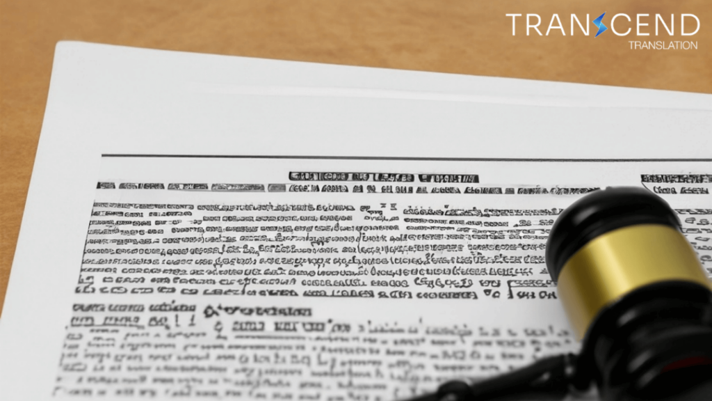 A legal document with a gavel on top - Transcend Translation